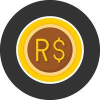 Brazilian Real Sign Flat Grey Circle Style Icon vector