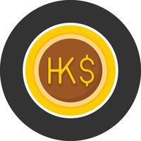 Hong Kong Dollar Sign Flat Grey Circle Style Icon vector