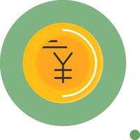 Yen sign Flat Long Shadow Style Icon vector