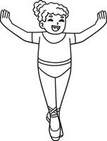 Ballerina in Releve Position Isolated Coloring vector