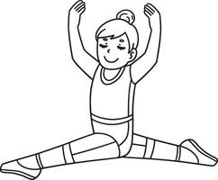 Ballerina doing a Split Isolated Coloring Page vector