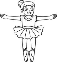 Ballerina on the Toes Isolated Coloring Page vector