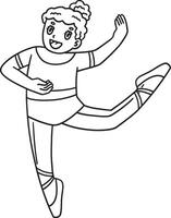 Ballerina doing an Attitude Isolated Coloring Page vector