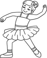 Ballerina doing an Entree Isolated Coloring Page vector