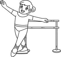 Ballerina Practicing with Ballet Bar Isolated vector