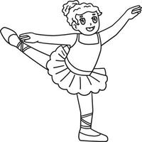 Ballerina doing a Fondu Isolated Coloring Page vector