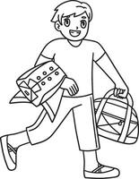 Ballet Danseur with Items Isolated Coloring Page vector