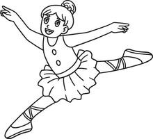 Ballerina making a Leap Isolated Coloring Page vector