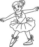 Ballerina doing a Tendu Isolated Coloring Page vector