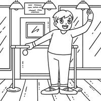 Ballet Danseur Practicing with Ballet Bar Coloring vector