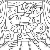 Ballerina doing an Entree Coloring Page for Kids vector