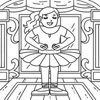 Ballerina in the First Position Coloring Page vector