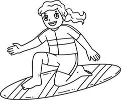 Surfing Girl on Surfboard Ready to Stand Isolated vector