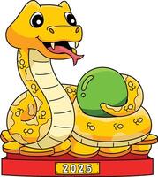 Year of the Snake Statue Cartoon Colored Clipart vector