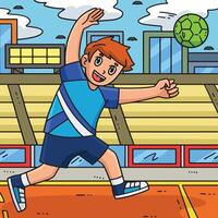 Handball Player in Defense Position Colored vector