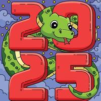 Year of the Snake 2025 Colored Cartoon vector