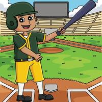 Baseball Player on the Field Colored Cartoon vector