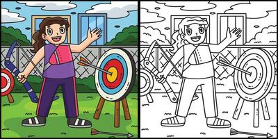 Archery Female Archer Target Circle Illustration vector