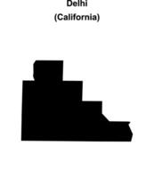 Delhi, California blank outline map vector