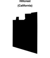 Hillcrest, California blank outline map vector