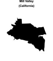 Mill Valley, California blank outline map vector