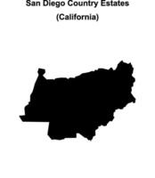 San Diego Country Estates, California blank outline map vector