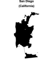 San Diego, California blank outline map vector
