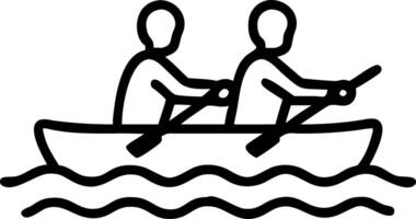 Friends kayaking on calm lake with glossy background and copy space vector