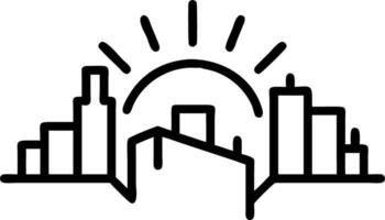 Glossy City Skyline at Sunset vector