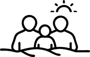 Family watching sunset together soft abstract background with copy space vector