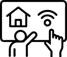 Family using smart home system glossy white background with copy space vector