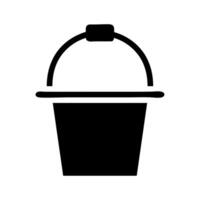 Bucket silhouette icon. Concept of container, cleaning, and gardening. vector