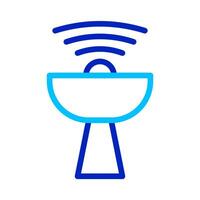 Satellite dish transmitting signal. Concept of global communication, connection, and technology. vector