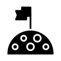 Moon surface with flag. Concept of space exploration, achievement, and discovery. vector