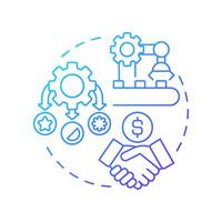 White label blue gradient concept icon. Products manufacturing. Resale under different brand names. Partnership. Round shape line illustration. Abstract idea. Graphic design. Easy to use vector