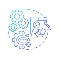 Contract manufacturing blue gradient concept icon. Production of individual parts. Industrial process. Automation. Round shape line illustration. Abstract idea. Graphic design. Easy to use in article vector