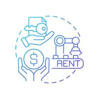 Renting equipment or facility blue gradient concept icon. Industrial resource management. Operational efficiency. Round shape line illustration. Abstract idea. Graphic design. Easy to use in article vector