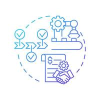 End-to-end manufacturing blue gradient concept icon. Production process from planning to delivery. Production line. Round shape line illustration. Abstract idea. Graphic design. Easy to use in article vector