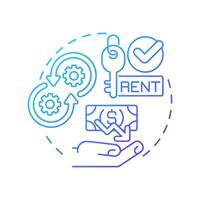 Lower initial costs blue gradient concept icon. Renting equipment. Contract manufacturing benefit. Round shape line illustration. Abstract idea. Graphic design. Easy to use in article vector