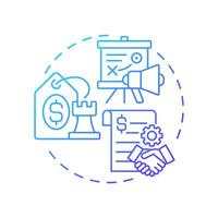 Focus on core areas blue gradient concept icon. Strategic priorities. Contract manufacturing benefit. Round shape line illustration. Abstract idea. Graphic design. Easy to use in article vector