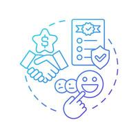 Reputation and expertise blue gradient concept icon. Proven expertise. Choosing contract manufacturer. Round shape line illustration. Abstract idea. Graphic design. Easy to use in article vector