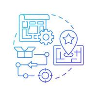 Manufacturing location blue gradient concept icon. Choosing contract factory. Logistics planning. Round shape line illustration. Abstract idea. Graphic design. Easy to use in article vector