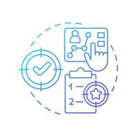 Find your niche blue gradient concept icon. Start manufacturing business. Market analysis. Goal setting. Round shape line illustration. Abstract idea. Graphic design. Easy to use in article vector