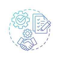 Agreement terms negotiation blue gradient concept icon. Finalizing contract conditions in business collaborations. Round shape line illustration. Abstract idea. Graphic design. Easy to use in article vector