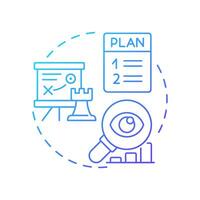 Business plan blue gradient concept icon. Start manufacturing business. Market analysis and financial projections. Round shape line illustration. Abstract idea. Graphic design. Easy to use in article vector