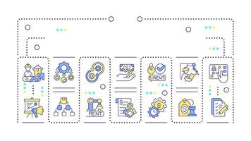 Contract manufacturing teal word concept isolated on white. Business strategies. Production concepts. Creative illustration banner surrounded by editable line colorful icons vector