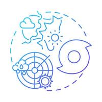 Meteorology blue gradient concept icon. Studying data for weather forecasting. Atmospheric science. Round shape line illustration. Abstract idea. Graphic design. Easy to use in presentation vector