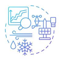 Agrometeorology blue gradient concept icon. Impact of weather and climate on agribusiness. Forecasting. Round shape line illustration. Abstract idea. Graphic design. Easy to use in article vector