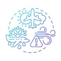 Aviation meteorology blue gradient concept icon. Weather conditions affecting air travel. Atmospheric science. Round shape line illustration. Abstract idea. Graphic design. Easy to use in presentation vector