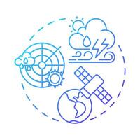 Weather forecasting blue gradient concept icon. Analysis of atmospheric data models. Application of meteorology. Round shape line illustration. Abstract idea. Graphic design. Easy to use in article vector